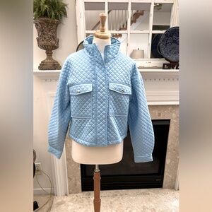 Ci Sono Dusty Blue Quilted Cropped Jacket